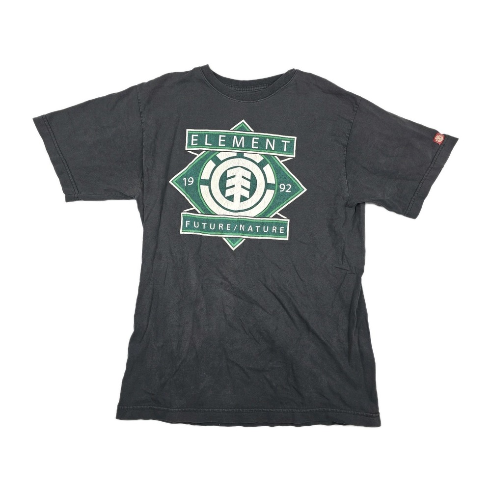 Element Mens Organic Cotton Graphic T-Shirt Black Future Nature Logo Size M
